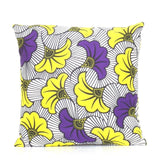 Housse de coussin Africa fleurs de mariage mauve et jaune