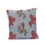 Housse de coussin Africa chevaux rouge et marron