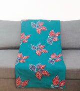 Plaid Africa fleurs d’automne bleu, vert et rouille