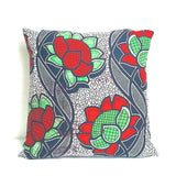 Housse de coussin Africa fleurs géantes rouge et vert
