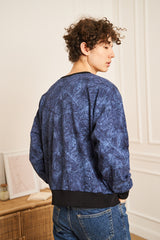 SWEAT BLEU FLEURIE HOMME