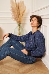 SWEAT BLEU FLEURIE HOMME