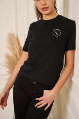 TEE SHIRT NOIR DORE PETIT LOGO FEMME