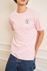TEE-SHIRT HOMME ROSE COL ROND PETIT LOGO BRODERIE BLEU MARINE