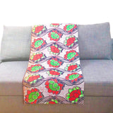Plaid Africa fleurs géantes rouge et vert