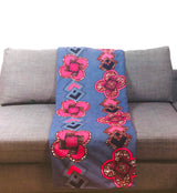 Plaid Africa losange et arc de cercle bleu et rose