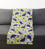 Plaid Africa fleurs de mariage mauve et jaune