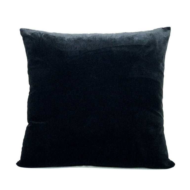 Housse de coussin fleurie graphique noir et blanc
