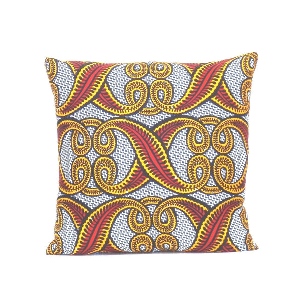 Housse de coussin Africa torsade jaune et bordeaux