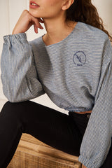 CROC TOP  BLEU CIEL PETIT LOGO FEMME