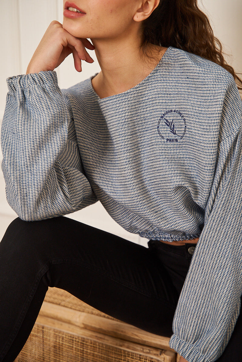 CROC TOP  BLEU CIEL PETIT LOGO FEMME