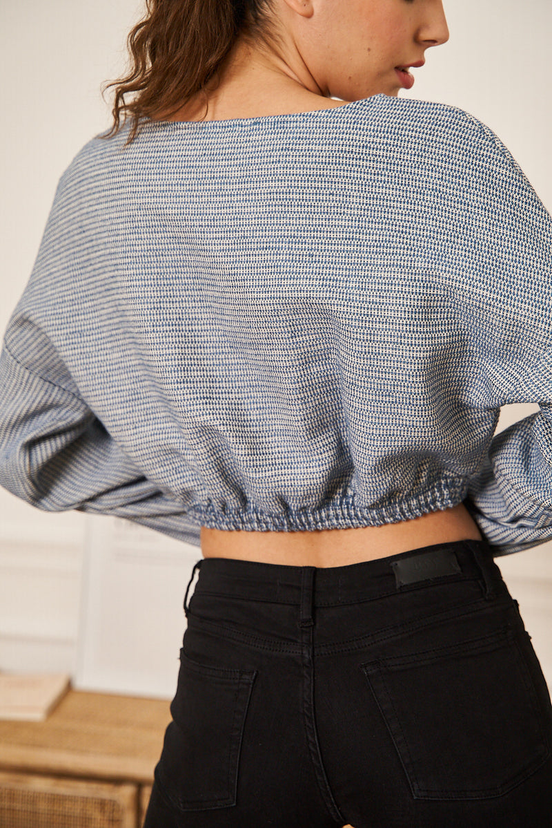 CROC TOP  BLEU CIEL PETIT LOGO FEMME