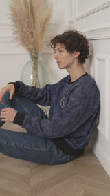 SWEAT BLEU FLEURIE HOMME