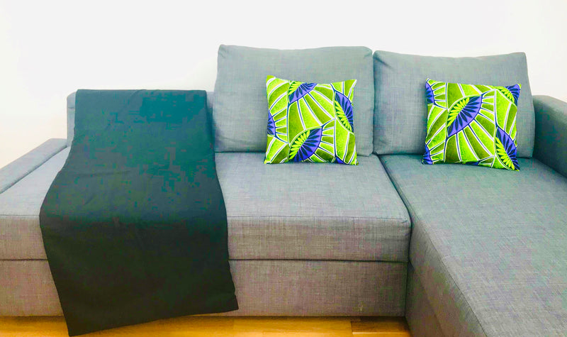 Plaid Africa végétale mauve et vert