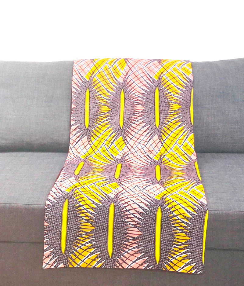 Plaid Africa ananas jaune et saumon