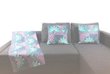 Plaid Africa lotus turquoise, bleu azur et mauve